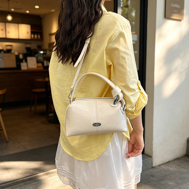 Bolso Mini Retro para Mujer con Acabado Brillante | Bolso de Hombro Elegante y Compacto