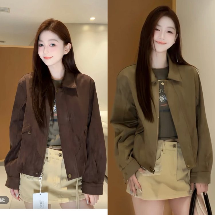 Chaqueta Corta Casual para Mujer – Diseño Minimalista con Cremallera y Corte Oversize