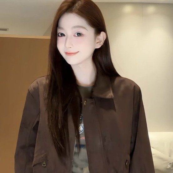 Chaqueta Corta Casual para Mujer – Diseño Minimalista con Cremallera y Corte Oversize