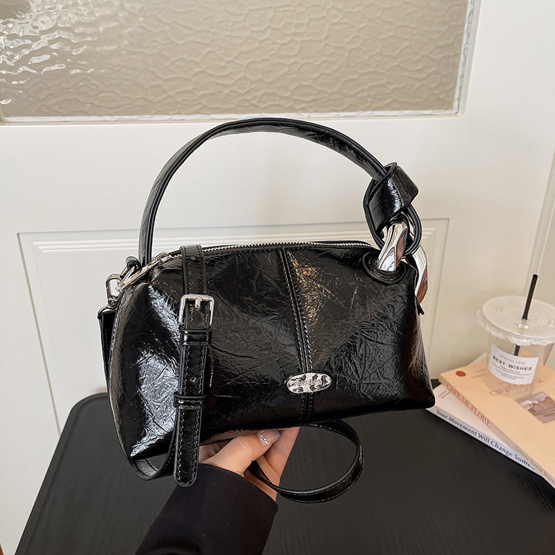 Bolso Mini Retro para Mujer con Acabado Brillante | Bolso de Hombro Elegante y Compacto