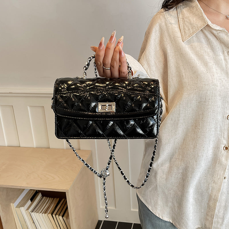 Bolso Mini Acolchado de Charol para Mujer con Cadena | Bolso Crossbody Elegante y Compacto
