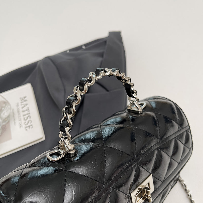 Bolso Mini Acolchado de Charol para Mujer con Cadena | Bolso Crossbody Elegante y Compacto