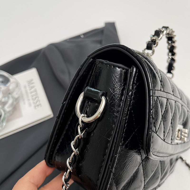 Bolso Mini Acolchado de Charol para Mujer con Cadena | Bolso Crossbody Elegante y Compacto