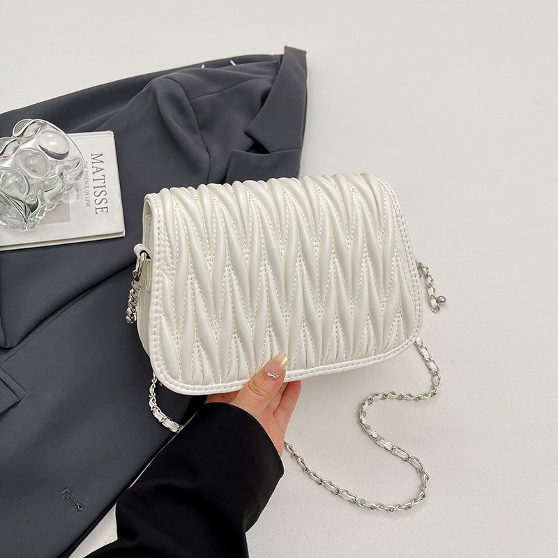 Bolso Crossbody Acolchado para Mujer con Cadena Metálica | Bolso Elegante Vintage de Hombro