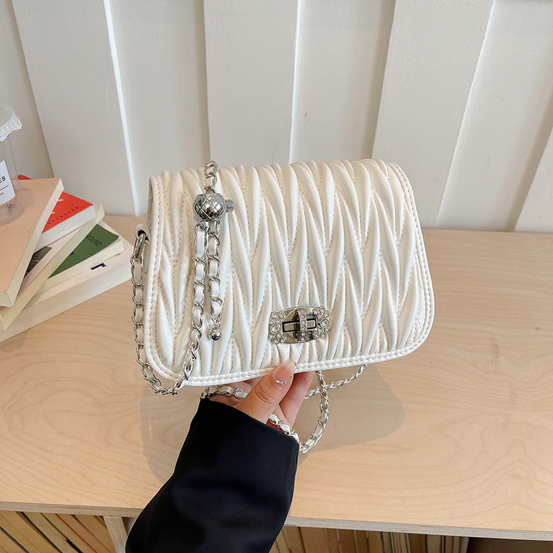 Bolso Crossbody Acolchado para Mujer con Cadena Metálica | Bolso Elegante Vintage de Hombro
